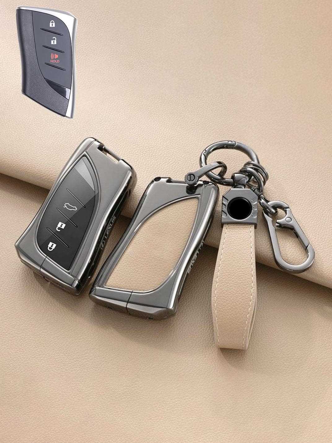 Lexus Key Fob Cover with Leather & Metal Frame