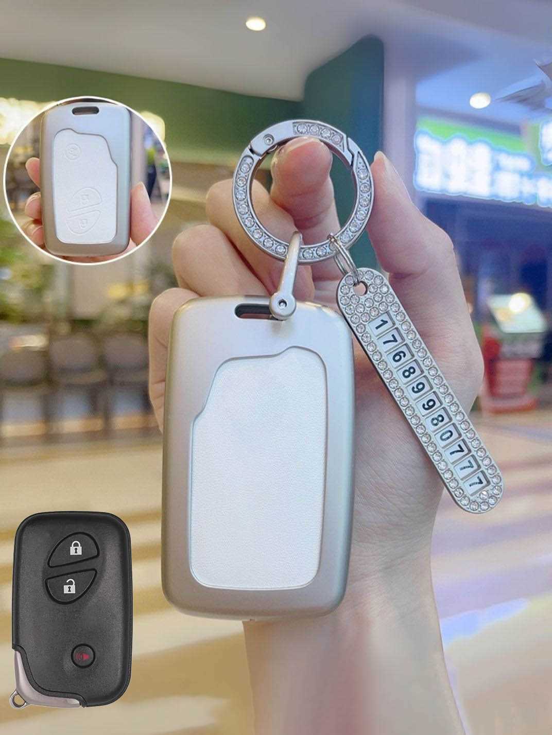 Lexus Key Fob Cover with Leather & Metal Frame