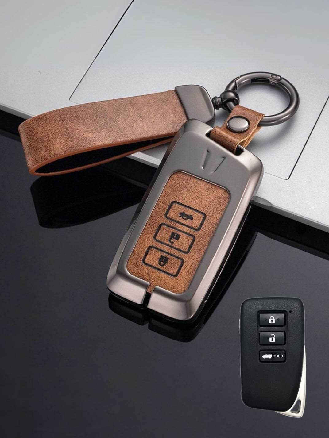 Lexus Key Genuine Leather & Metal Frame