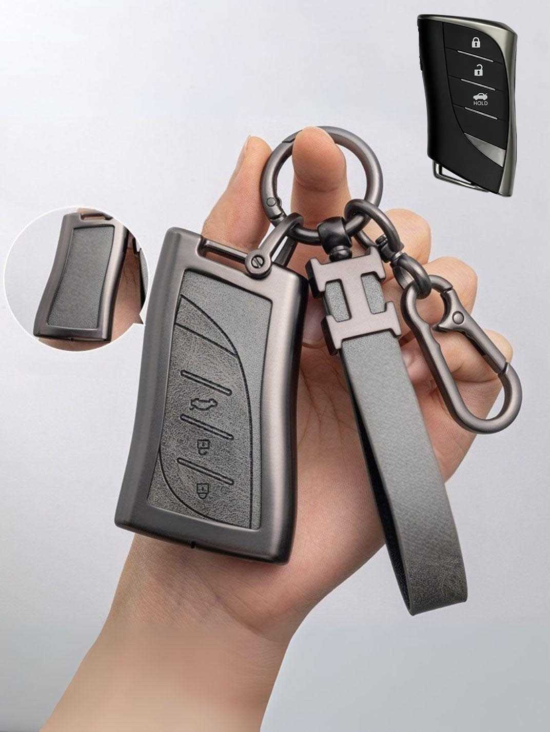 Lexus Key Fob Cover with Leather & Metal Frame
