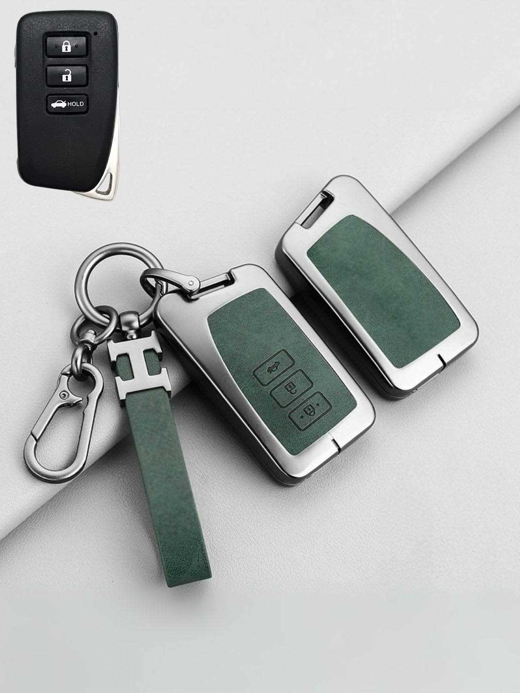 Vintage Leather Metal Alloy Lexus Key Cover