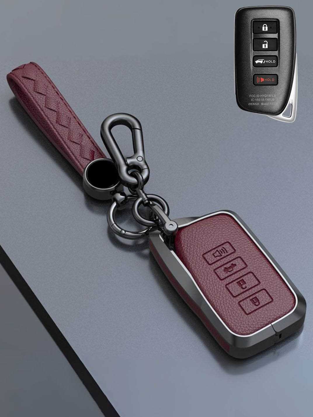 Lexus Key Fob Cover with Leather & Metal Frame