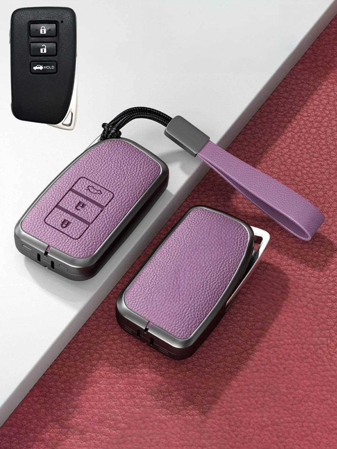 Lexus Key Fob Cover with Leather & Metal Frame