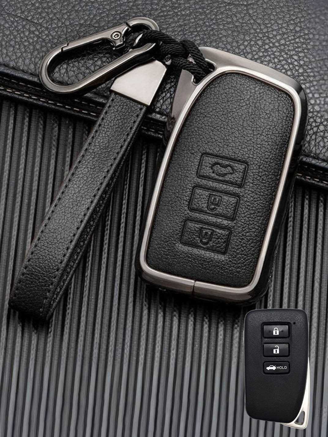 Lexus Key Fob Cover with Leather & Metal Frame