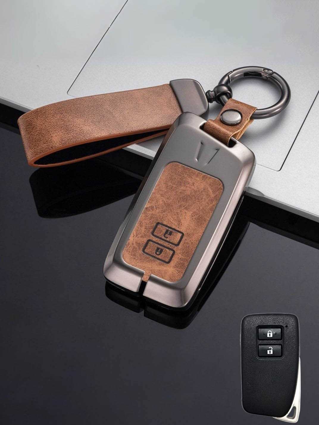 Vintage Leather Metal Alloy Lexus Key Cover