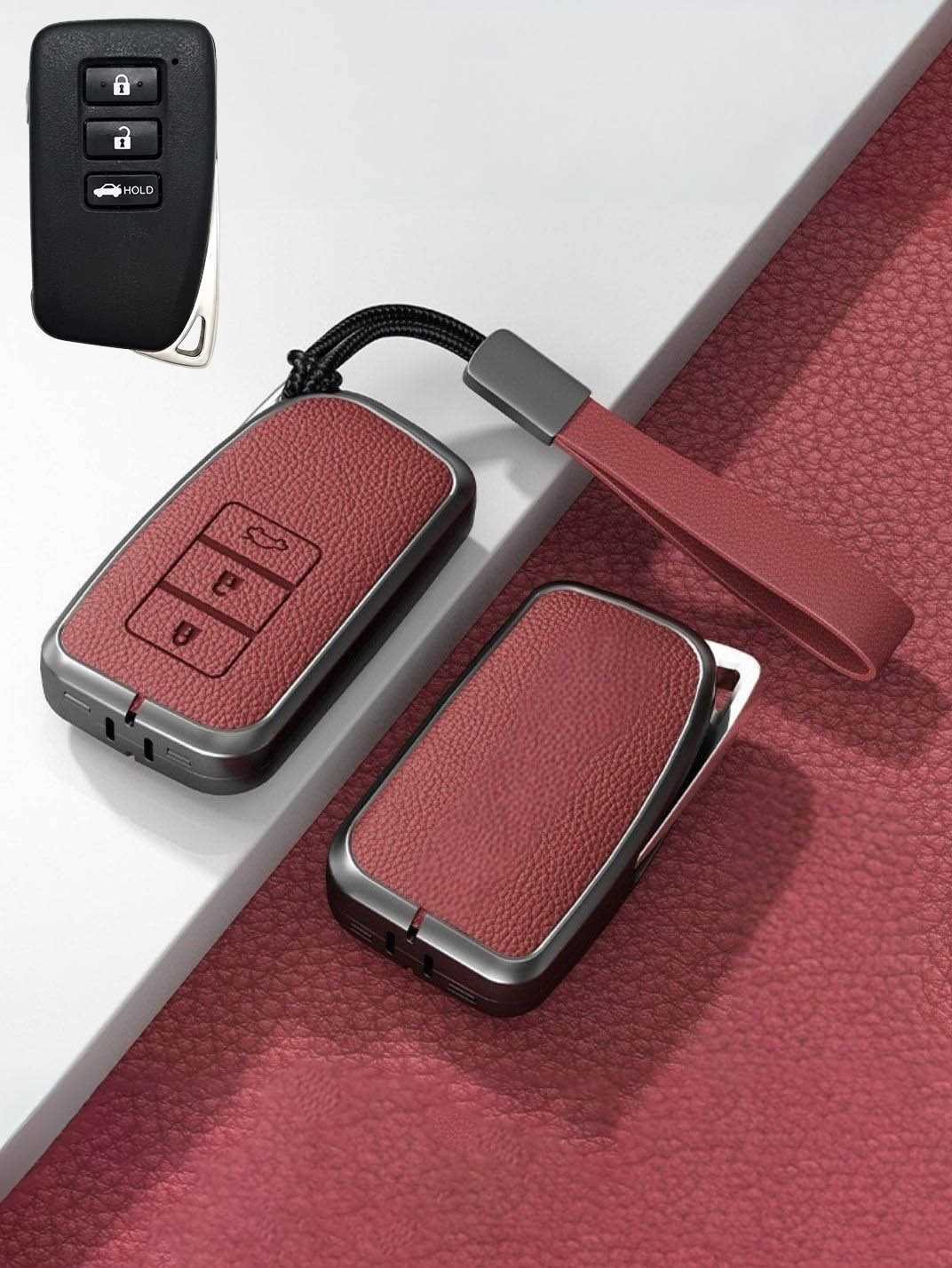 Lexus Key Fob Cover with Leather & Metal Frame