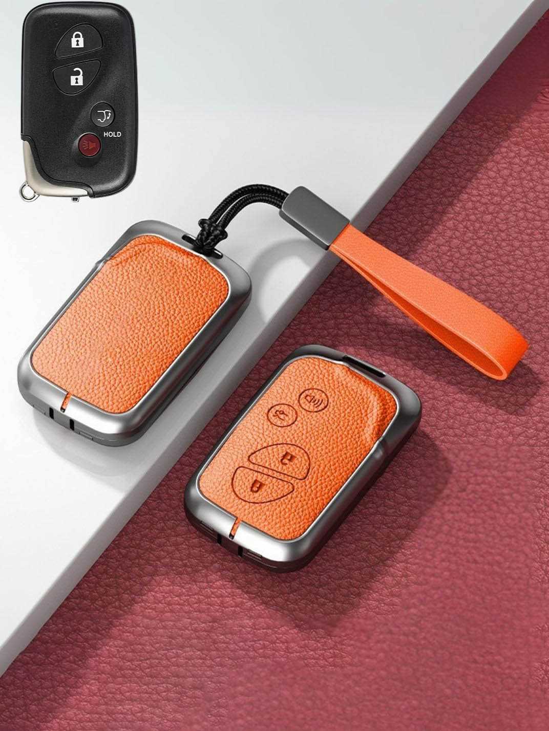 Lexus Key Fob Cover with Leather & Metal Frame