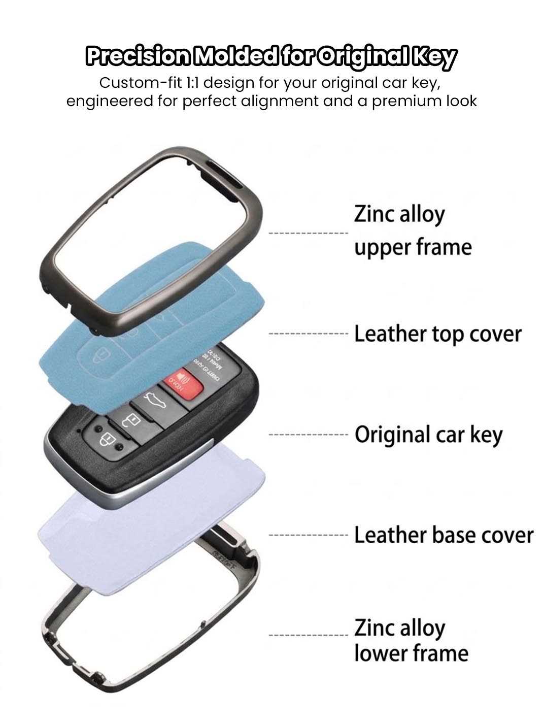 Toyota Key Genuine Leather & Metal Frame