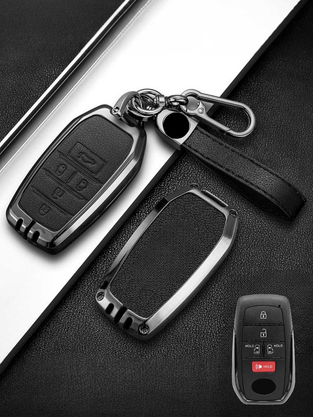 Vintage Leather Metal Alloy Toyota Key Cover