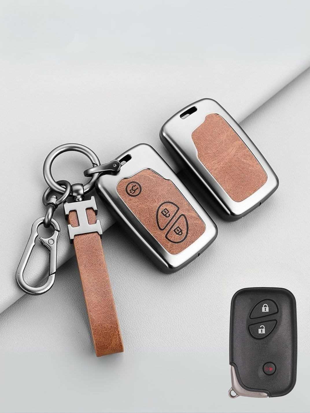 Vintage Leather Metal Alloy Lexus Key Cover