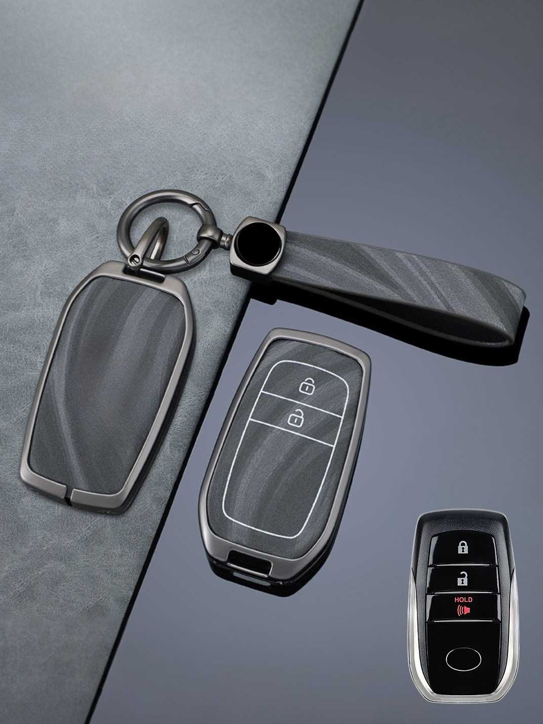 Vintage Leather Metal Alloy Toyota Key Cover