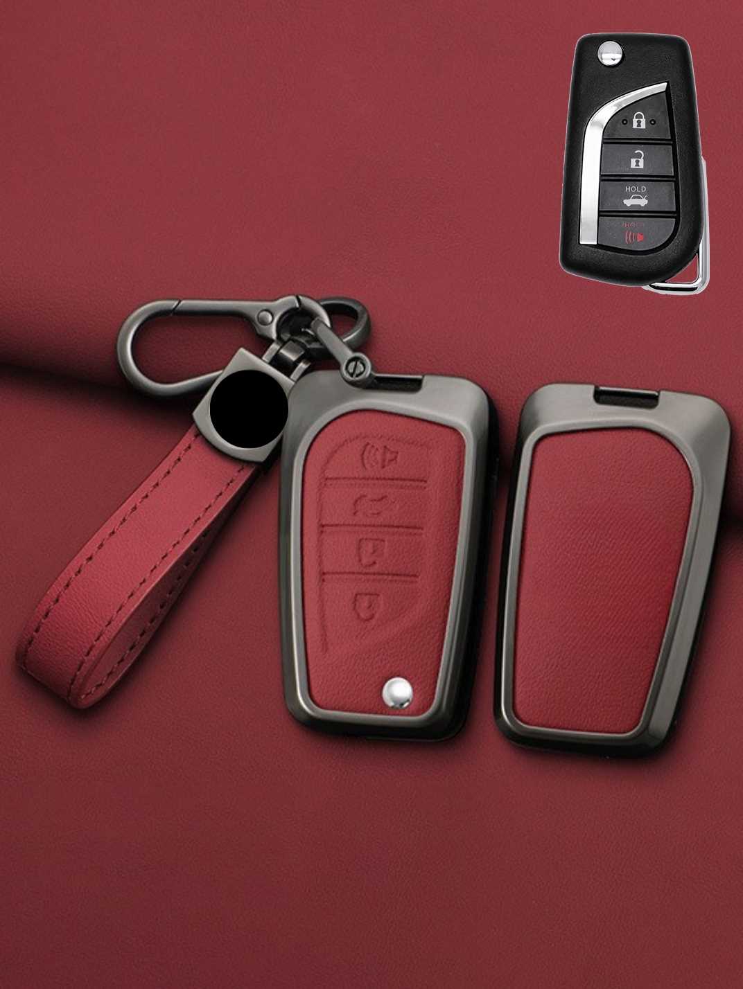 Toyota Key Genuine Leather & Metal Frame