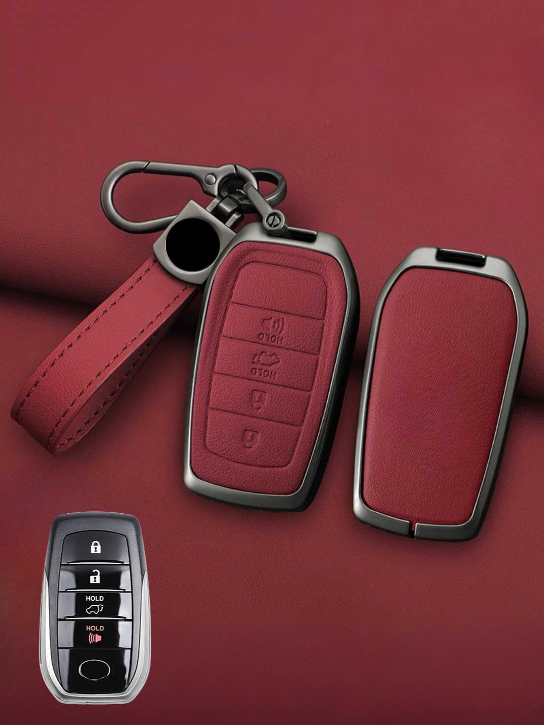 Toyota Key Genuine Leather & Metal Frame