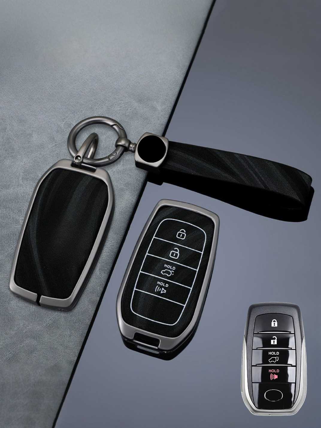 Vintage Leather Metal Alloy Toyota Key Cover