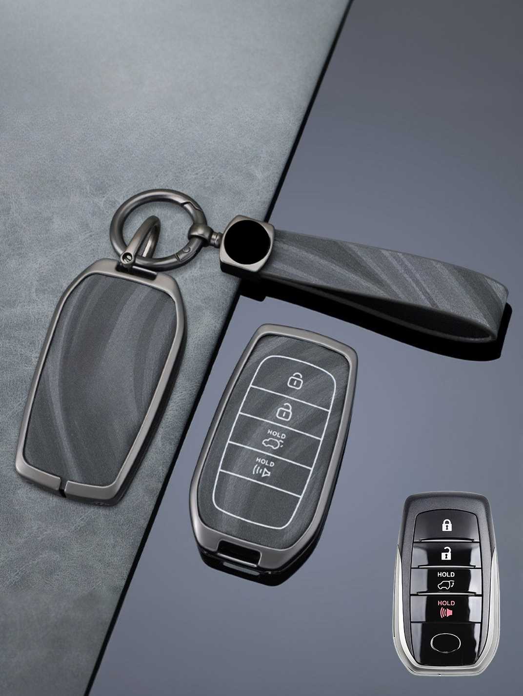 Vintage Leather Metal Alloy Toyota Key Cover
