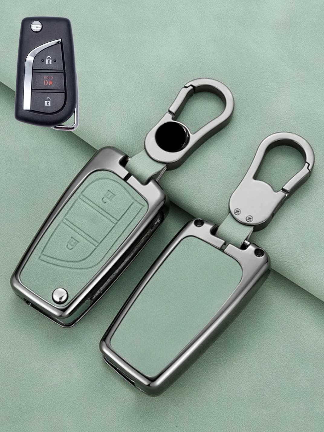 Toyota Key Fob Cover with Leather & Metal Frame