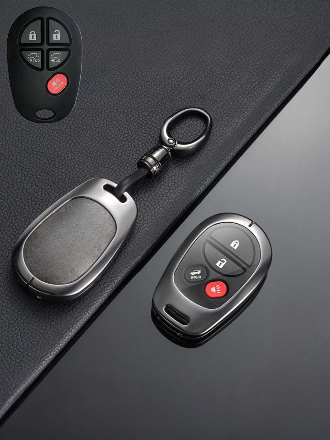 Vintage Leather Metal Alloy Toyota Key Cover