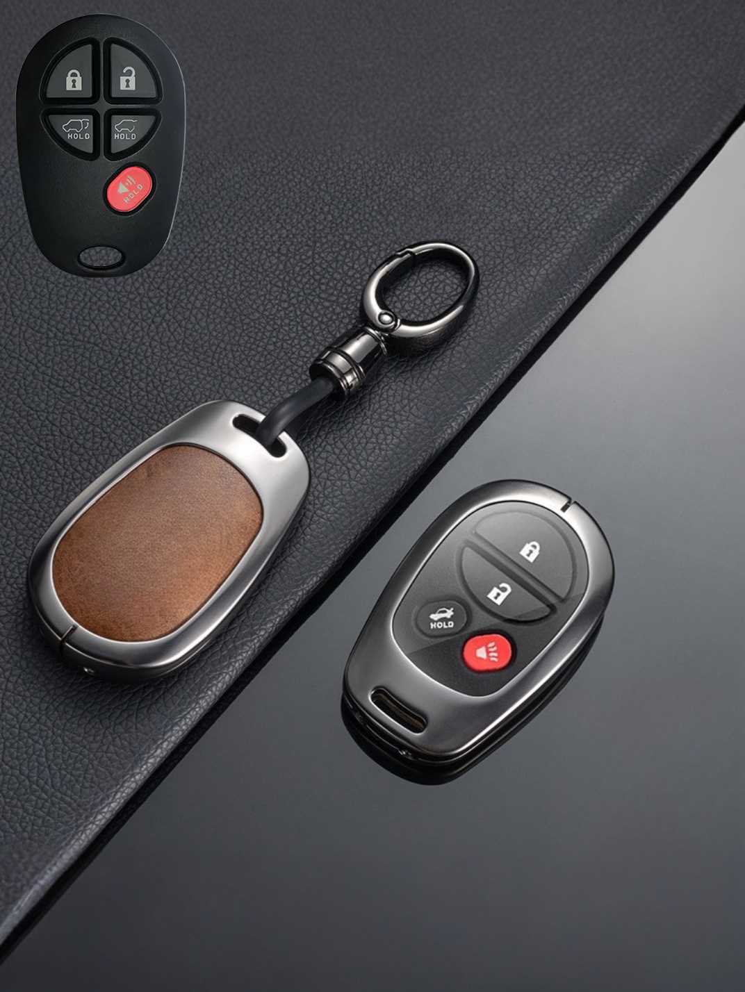 Vintage Leather Metal Alloy Toyota Key Cover