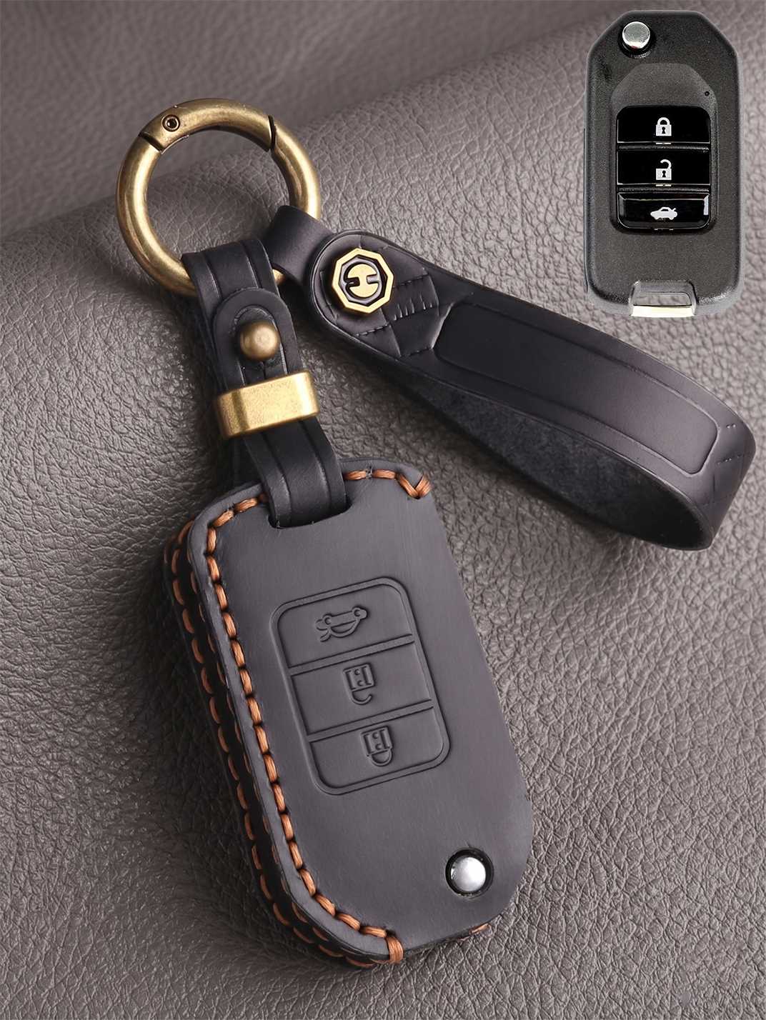 Premium Genuine Leather Honda Key Cover