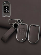 Honda Key Genuine Leather & Metal Frame