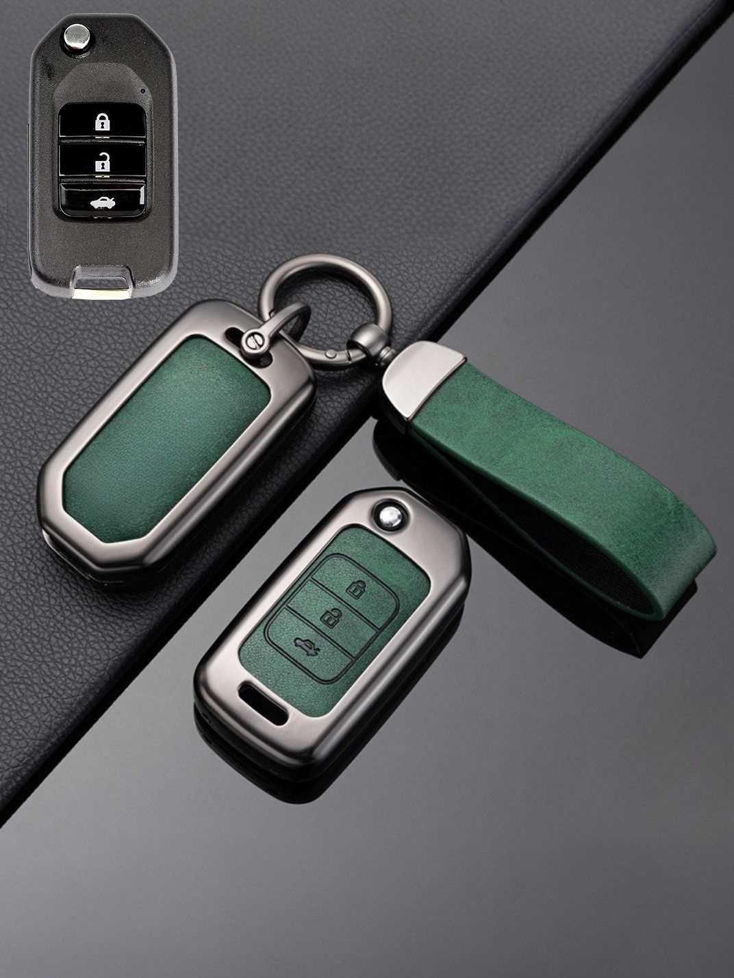 Honda Key Genuine Leather & Metal Frame
