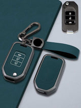 Honda Key Fob Cover with Leather & Metal Frame