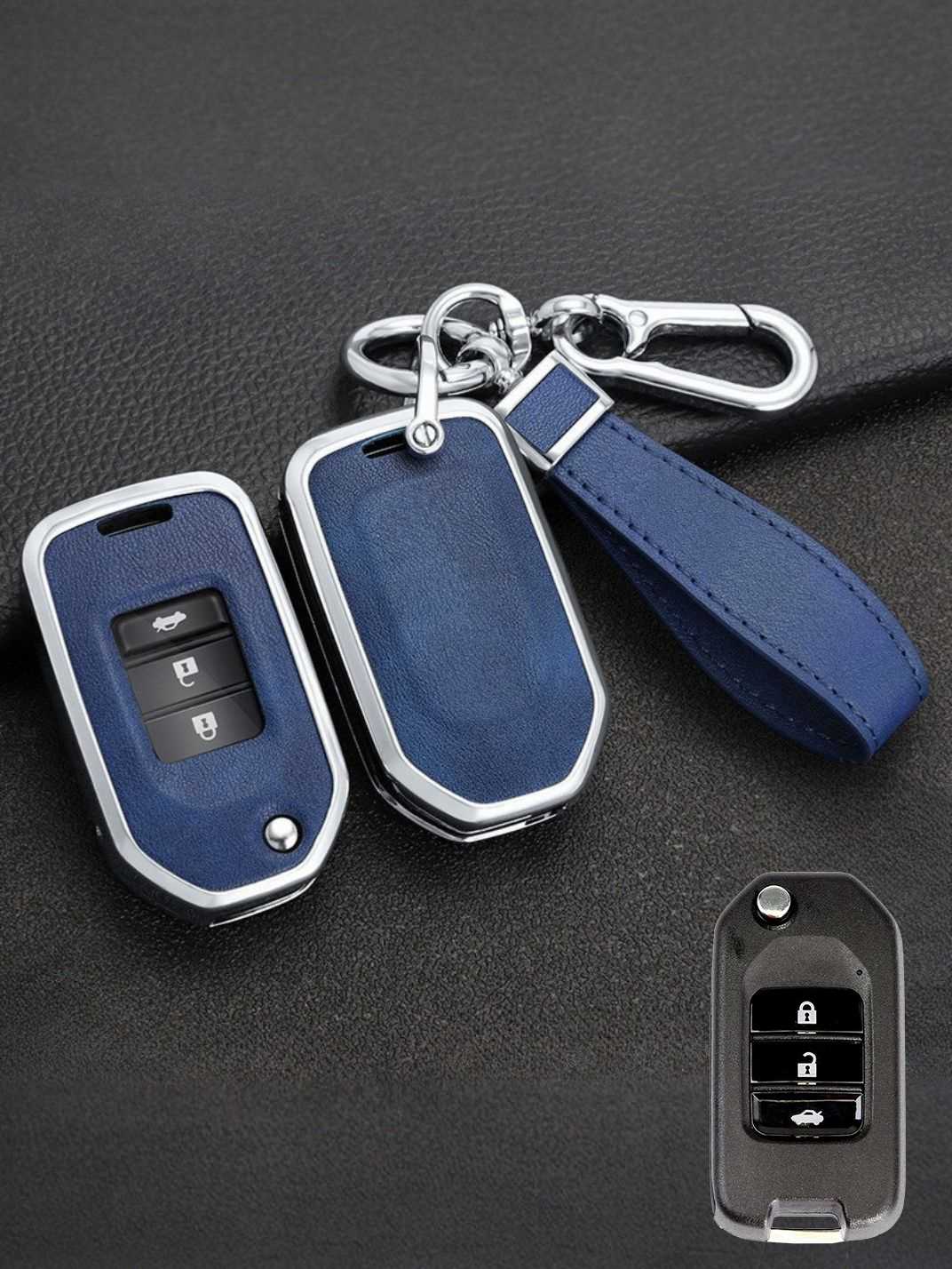 Honda Key Genuine Leather & Metal Frame