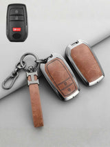 Vintage Leather Metal Alloy Toyota Key Cover