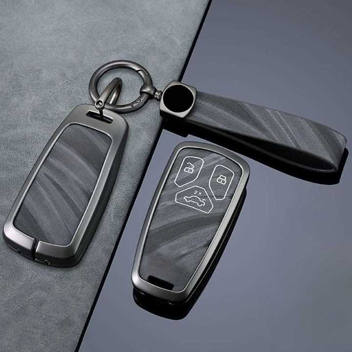 Vintage Leather & Metal Alloy Audi Key Cover