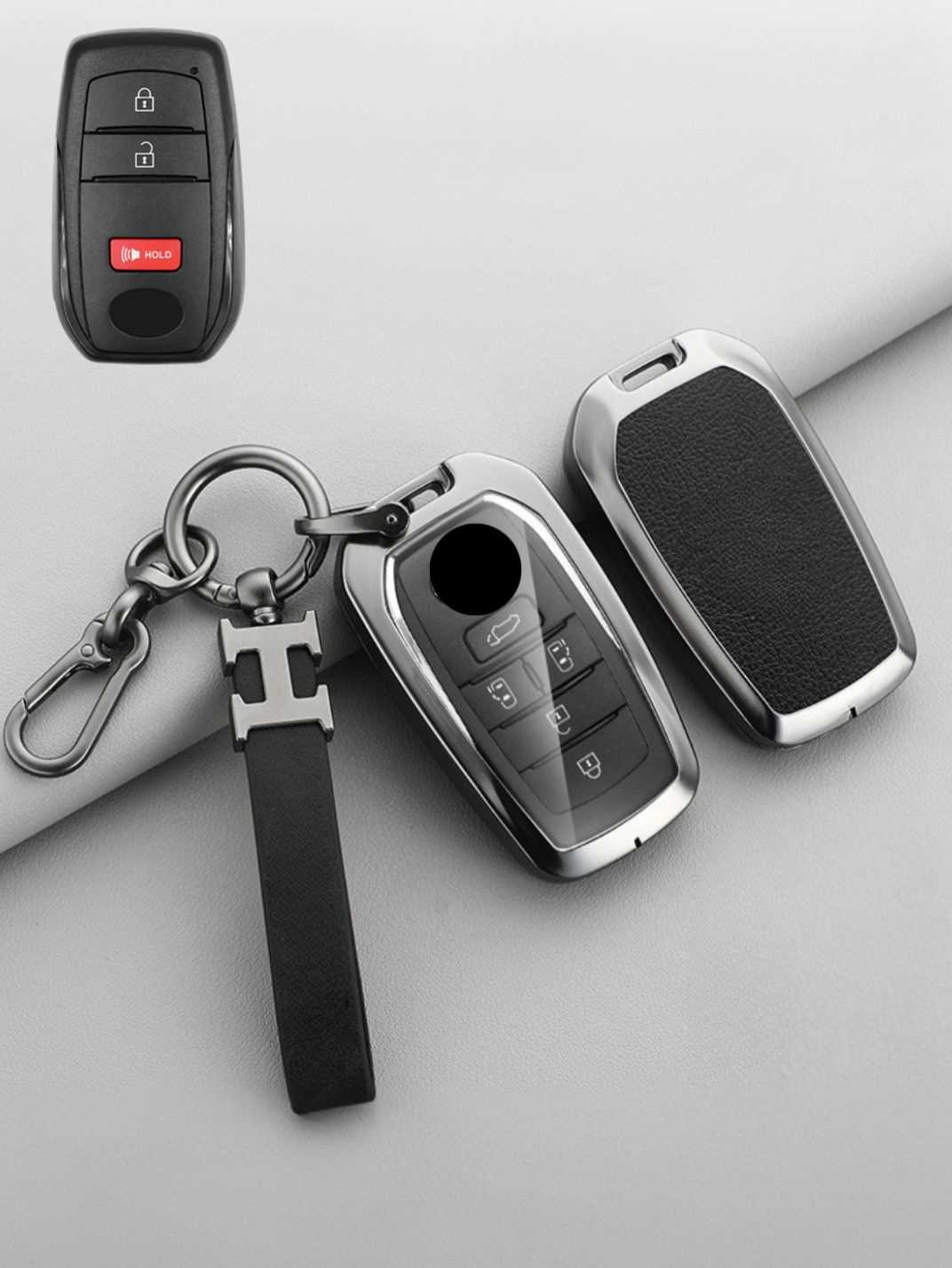 Vintage Leather Metal Alloy Toyota Key Cover