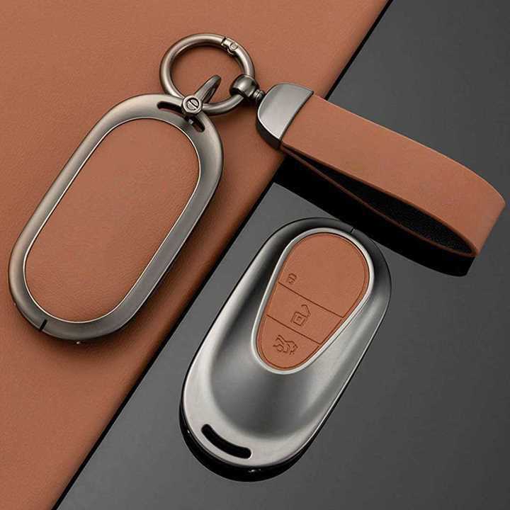 Mercedes Key Genuine Leather & Metal Frame