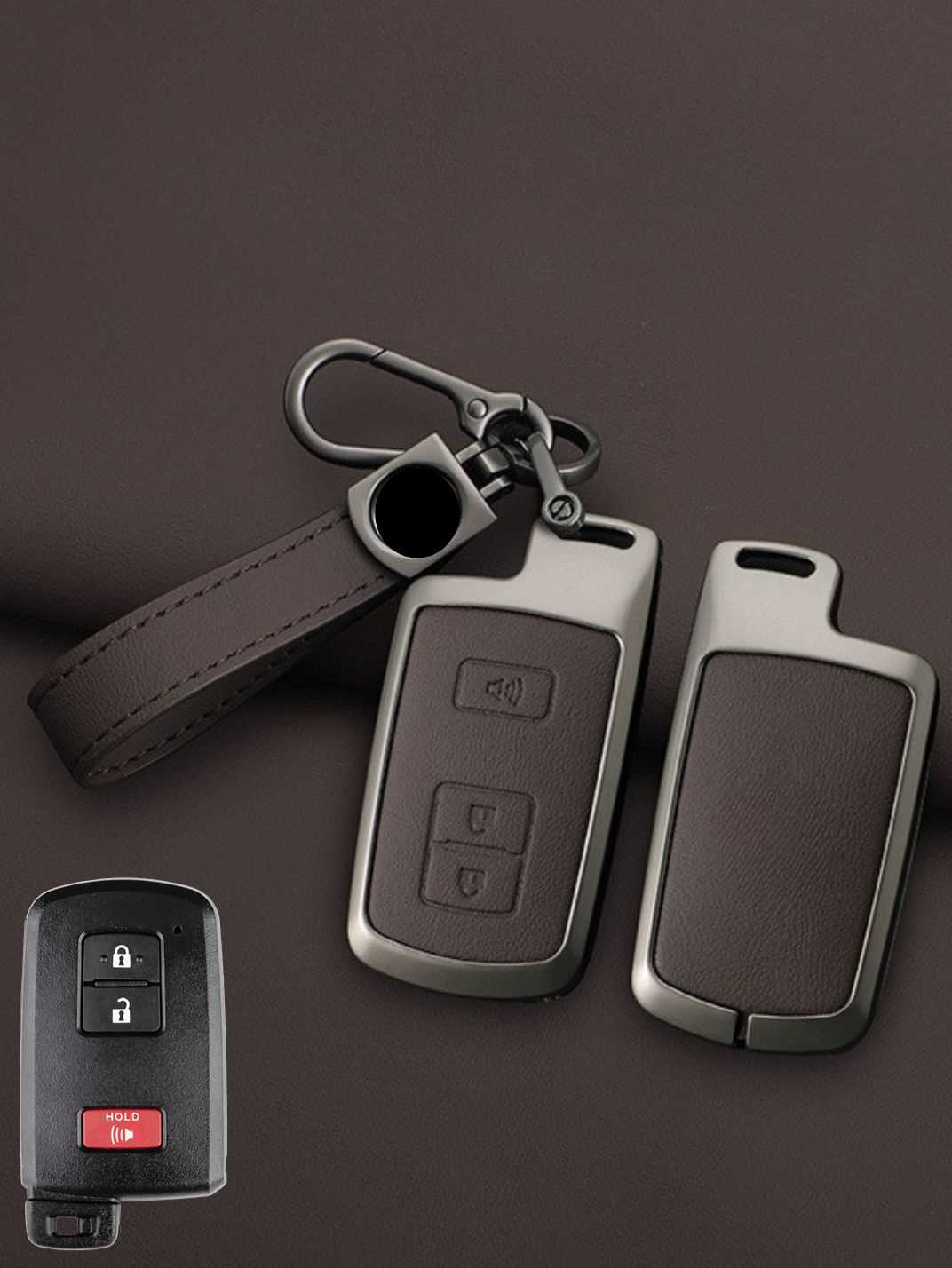 Toyota Key Genuine Leather & Metal Frame