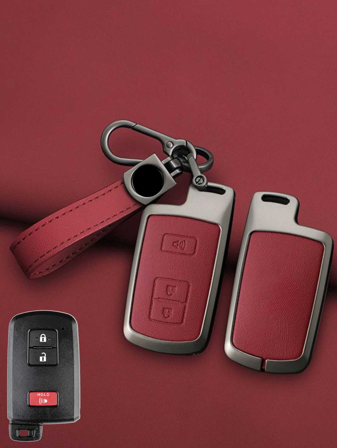 Toyota Key Genuine Leather & Metal Frame