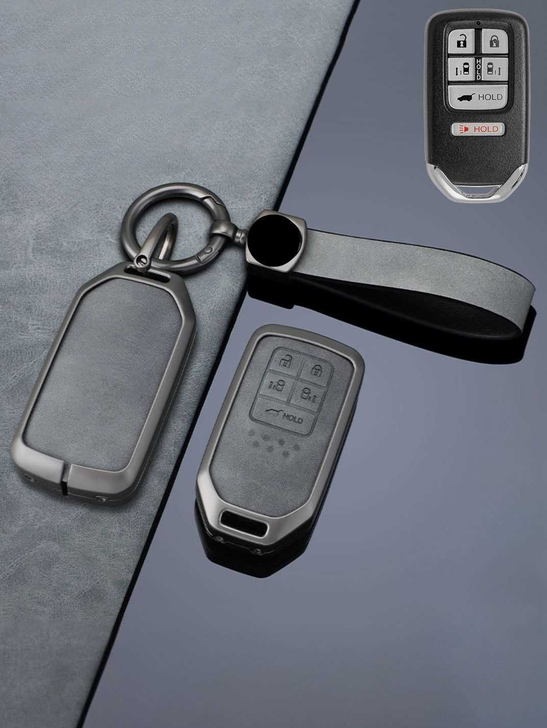 Vintage Leather Metal Alloy Honda Key Cover