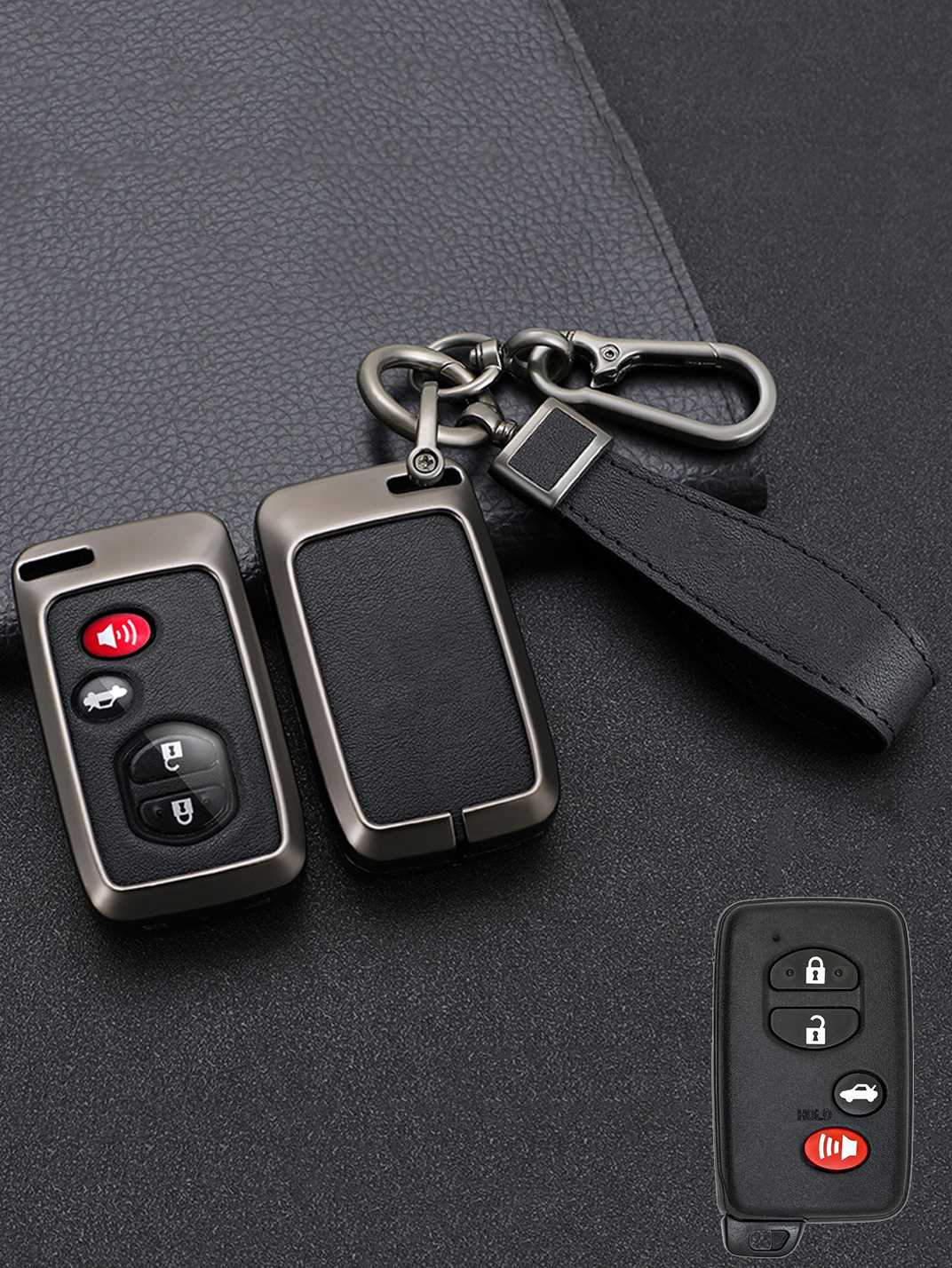 Toyota Key Fob Cover with Leather & Metal Frame
