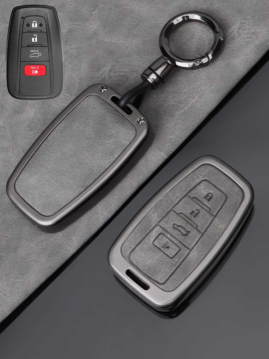 Toyota Key Fob Cover with Leather & Metal Frame