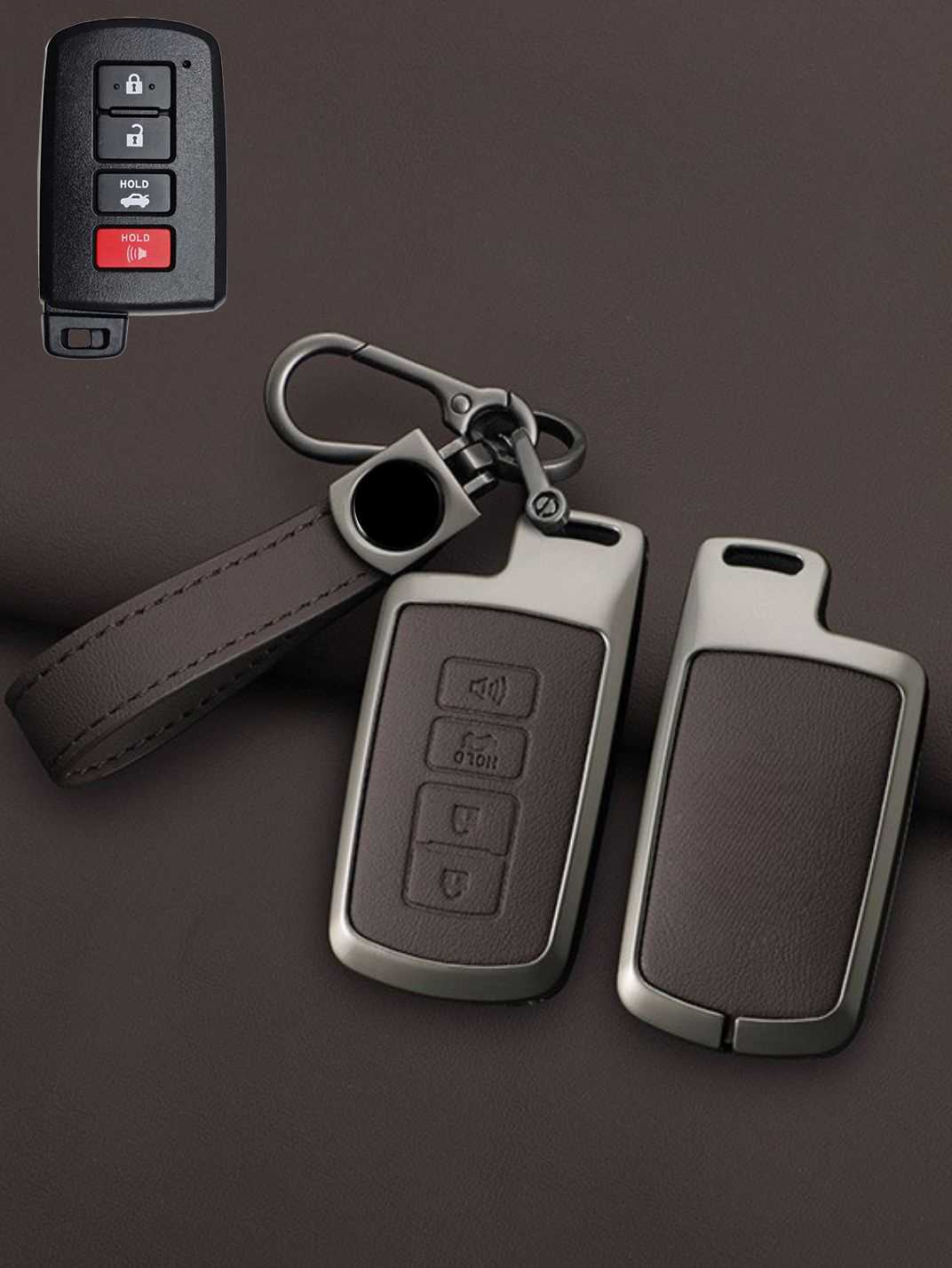 Toyota Key Genuine Leather & Metal Frame