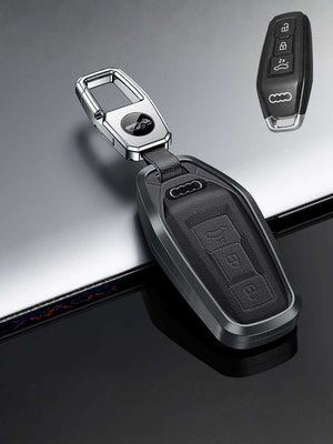 Audi Key Fob Cover with Leather & Metal Frame