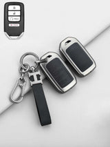 Vintage Leather Metal Alloy Honda Key Cover
