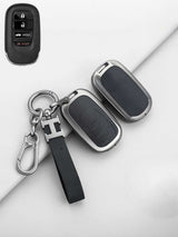 Vintage Leather Metal Alloy Honda Key Cover