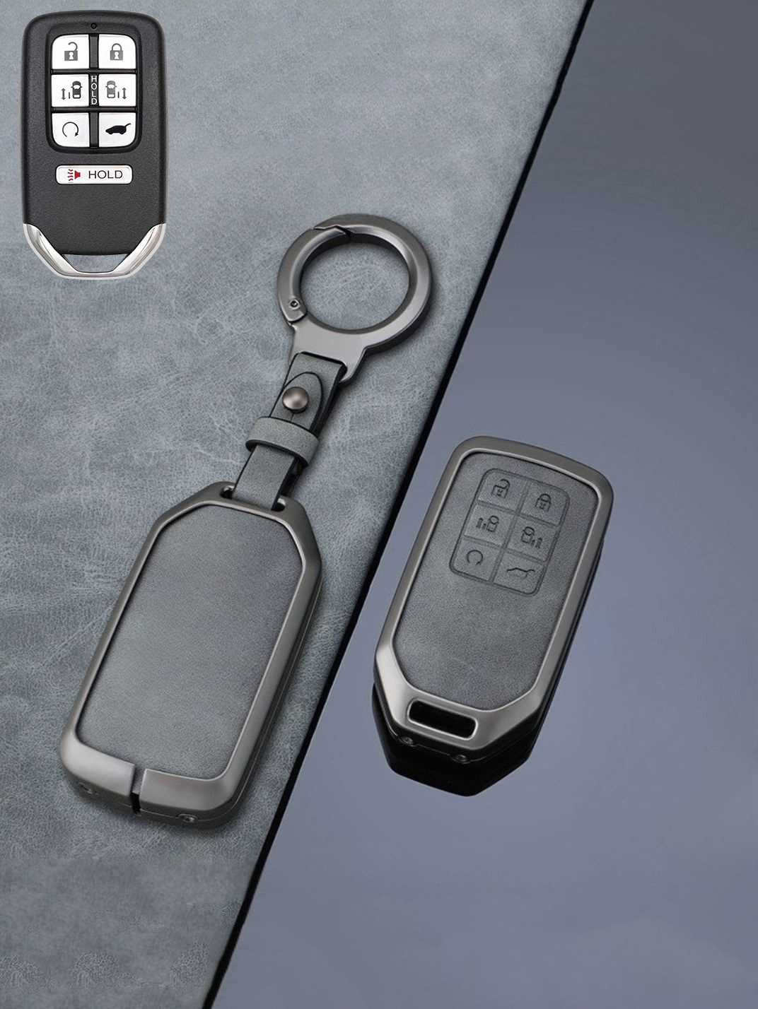 Vintage Leather Metal Alloy Honda Key Cover