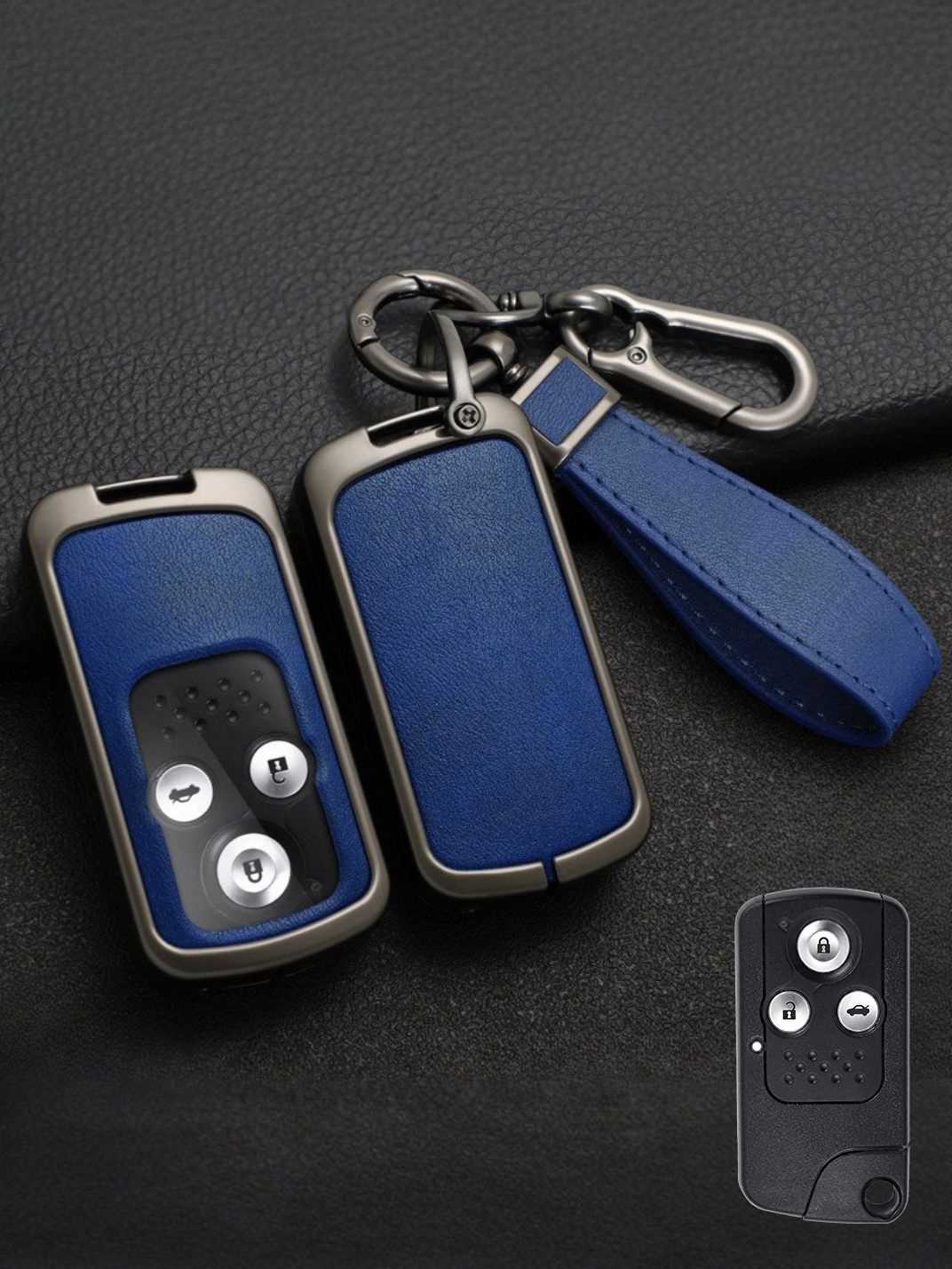 Vintage Leather Metal Alloy Honda Key Cover