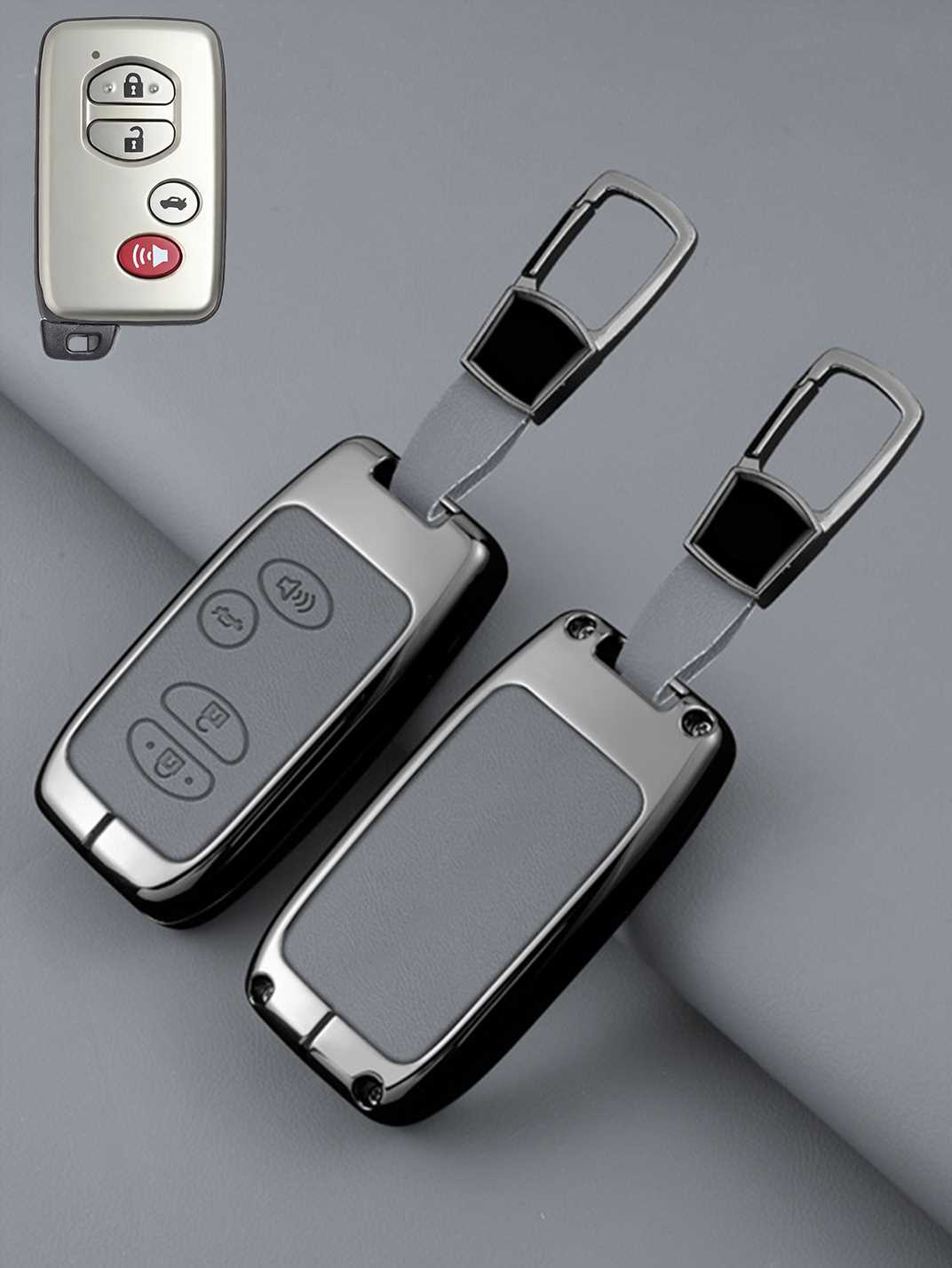 Vintage Leather Metal Alloy Toyota Key Cover