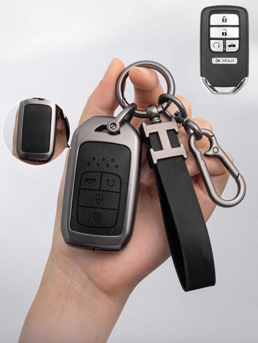 Honda Key Fob Cover with Leather & Metal Frame