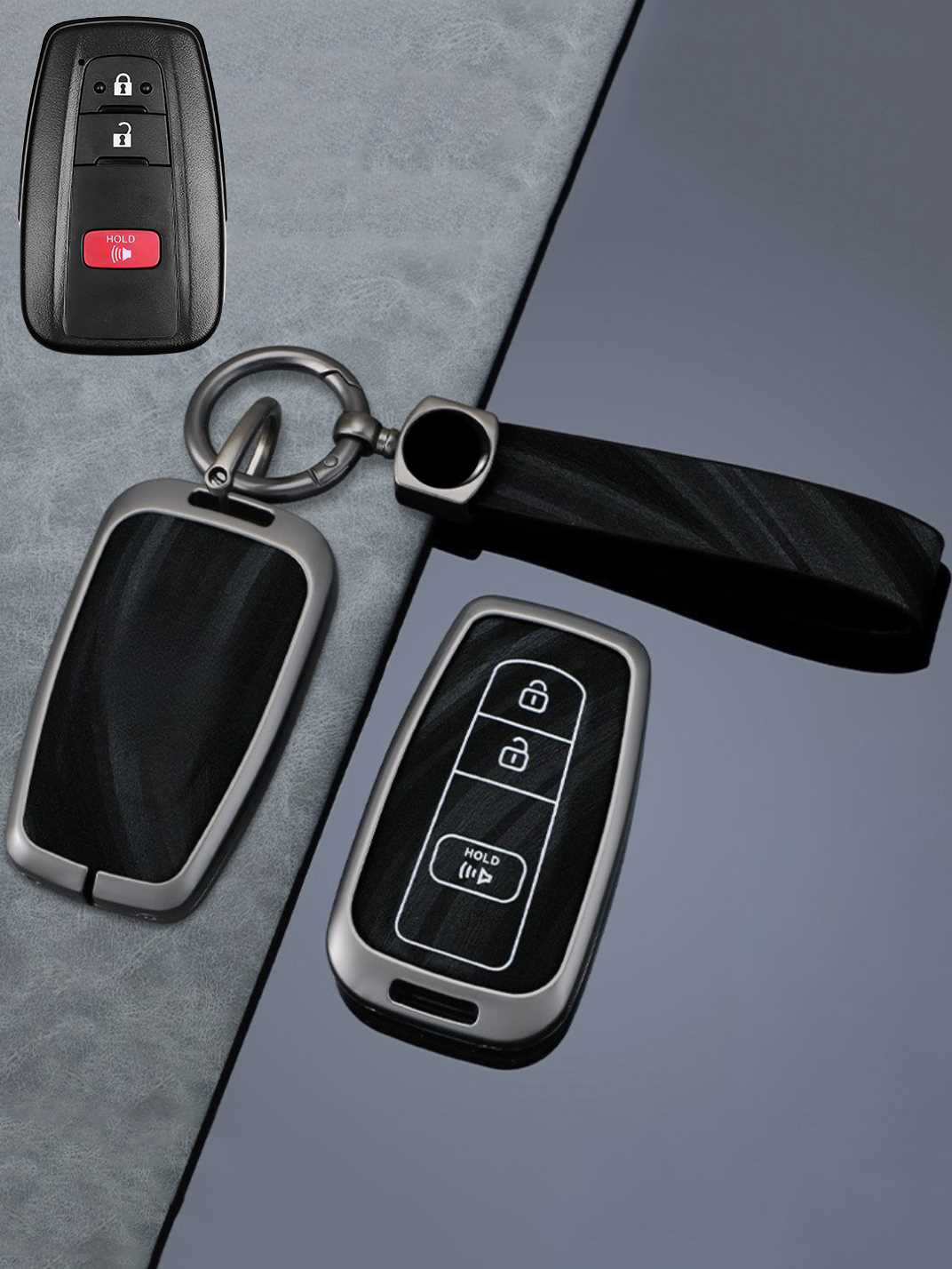 Vintage Leather Metal Alloy Toyota Key Cover