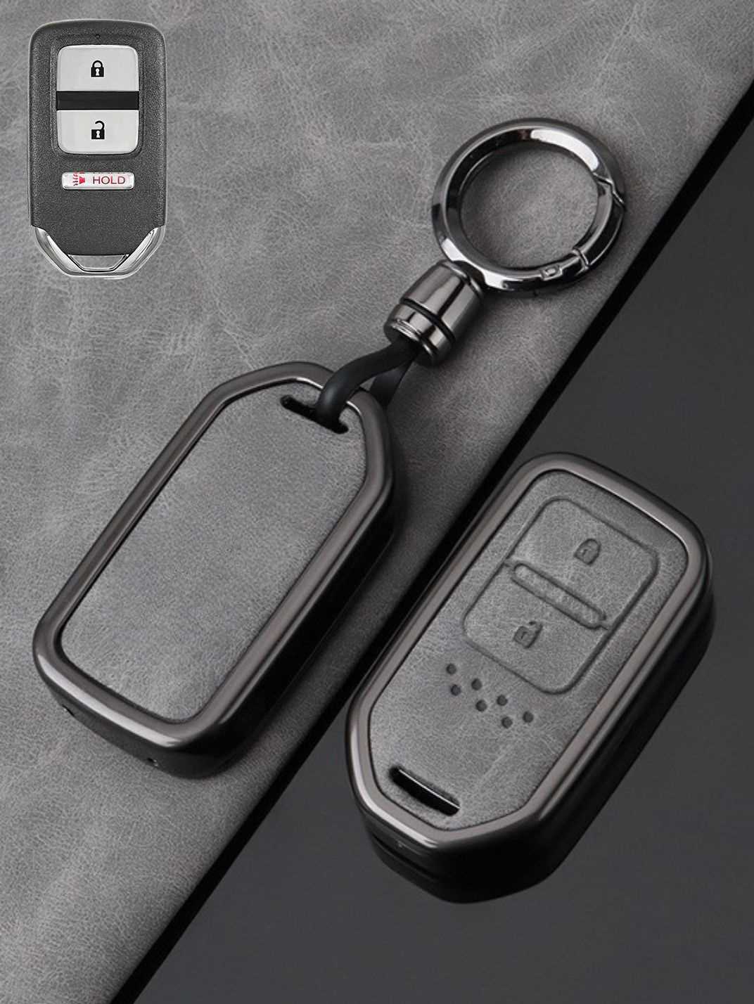 Honda Key Genuine Leather & Metal Frame