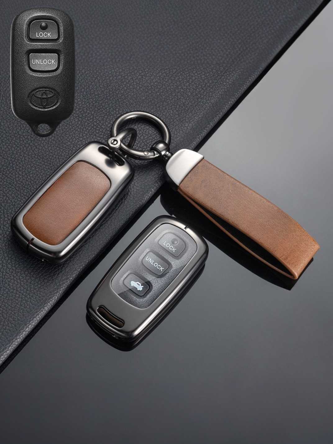Toyota Key Genuine Leather & Metal Frame