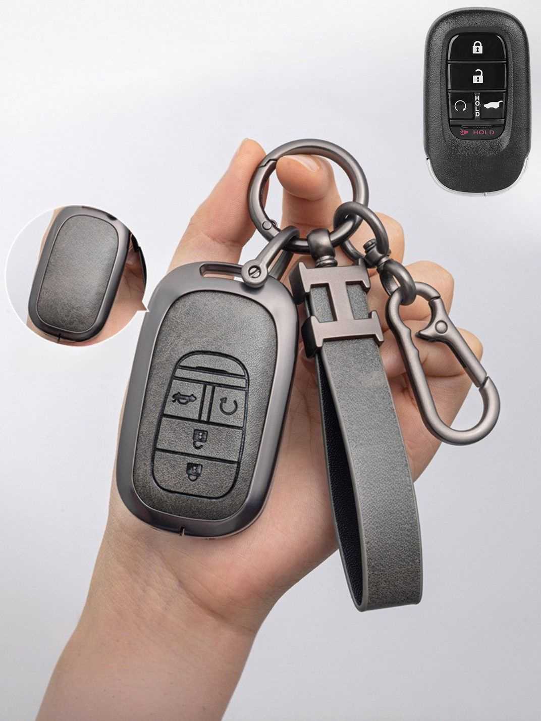 Honda Key Fob Cover with Leather & Metal Frame