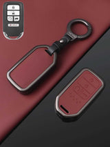 Vintage Leather Metal Alloy Honda Key Cover