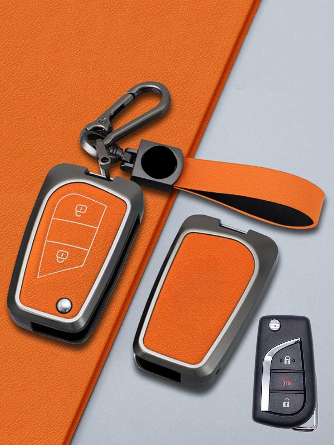 Toyota Key Genuine Leather & Metal Frame